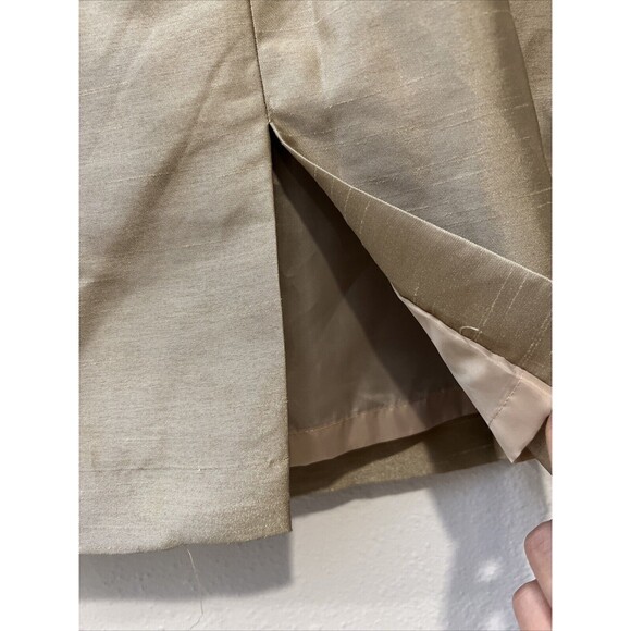 Coldwater Creek Sheath Dress 12 Taffeta Knee Length Sleeveless Zip Lined Gold - Picture 7 of 14